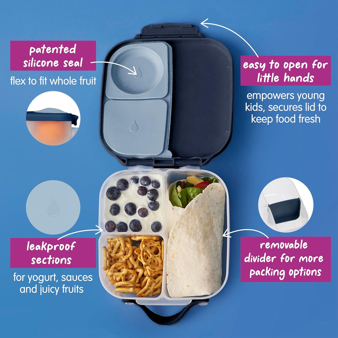 b.box Mini Brotdose | Bento-Box mit 3 Fächern (2 auslaufsicher) | Ideal für Kleinkinder, Kinderlunch