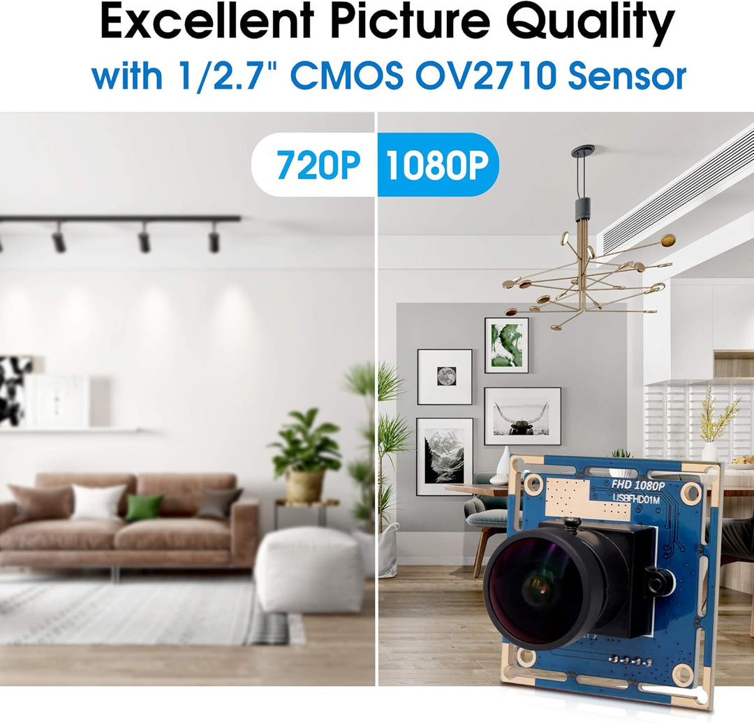 Svpro Webcam Weitwinkel 170 Grad Fischaugenobjektiv-Kamera USB Full HD 1080P 30fps Web-Kamera für Li