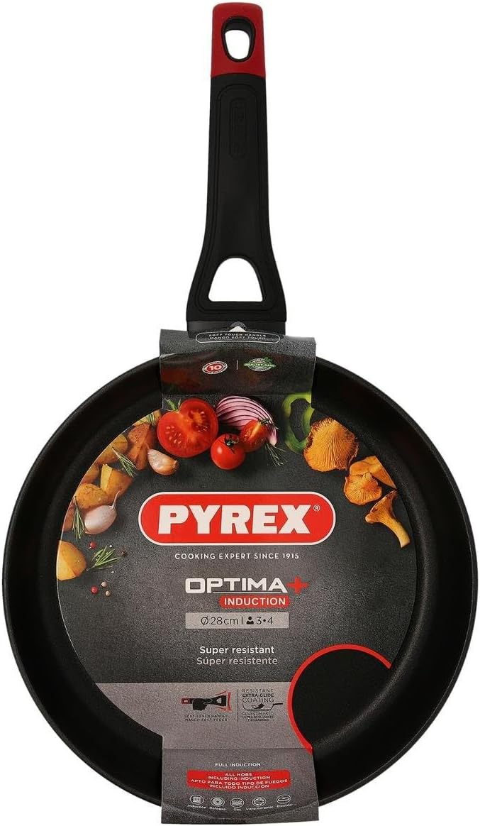 Pyrex OPTIMA + Pfanne aus geschmiedetem Aluminium, 28 cm 28cm Schwarz, 28cm Schwarz