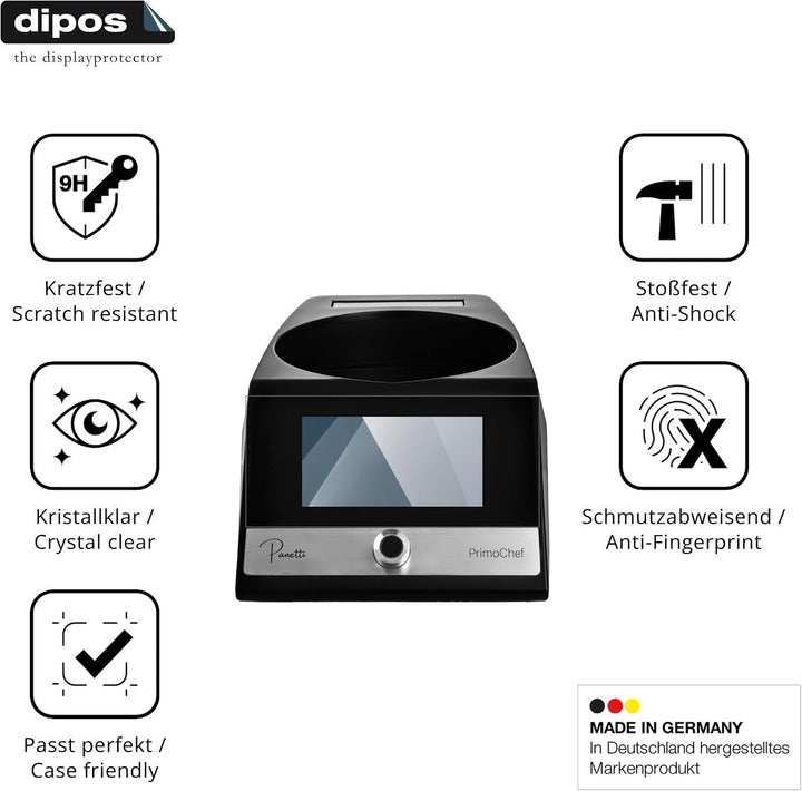 dipos 2x Displayschutzfolie 9H klar für Panetti PrimoChef