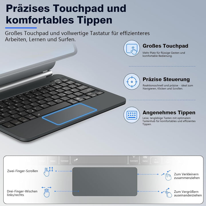 Magic Keyboard für iPad Air 11 Zoll M4/M3/M2, iPad Air 5./4. Gen. &amp; iPad Pro 11 Zoll 4./3./2./1. Gen