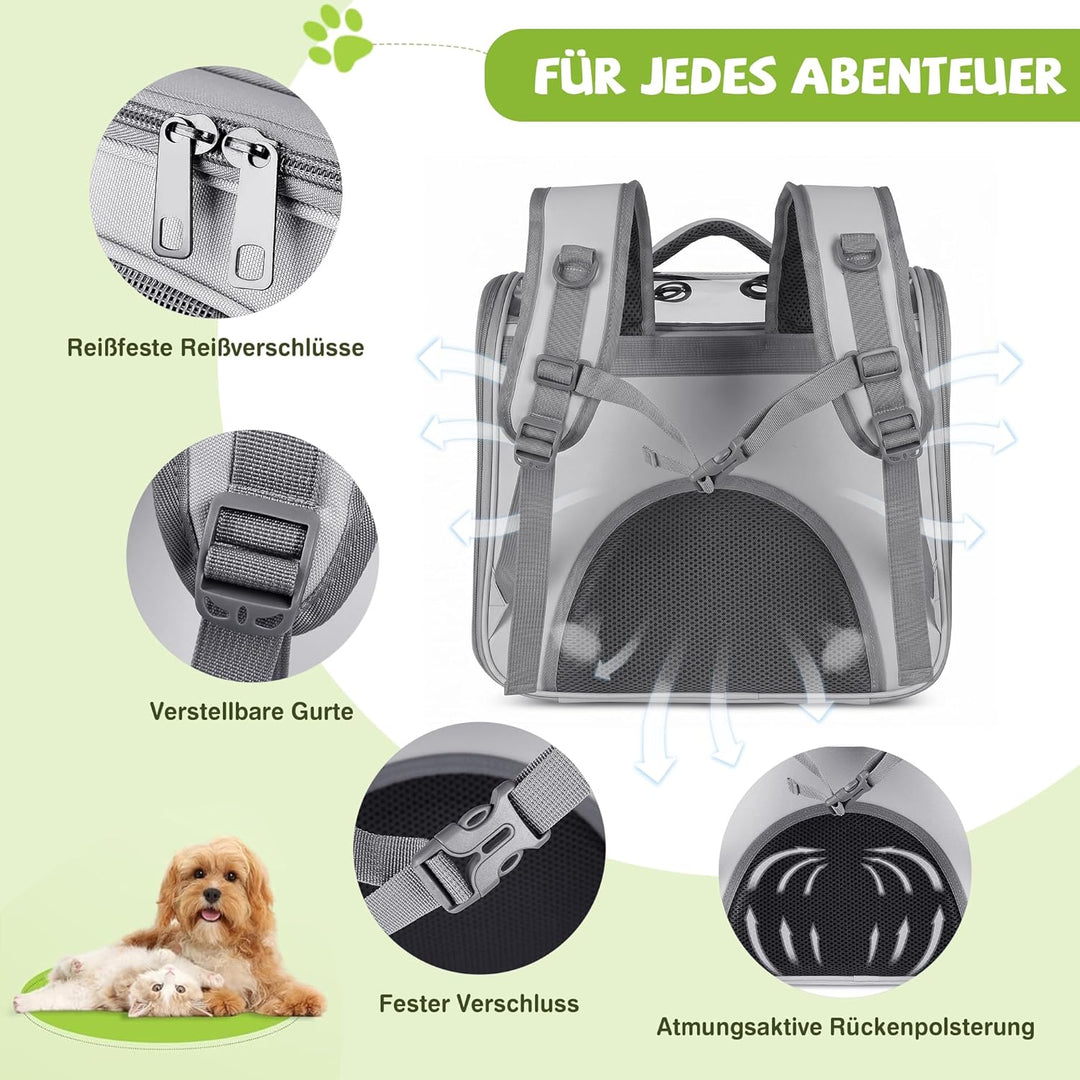 ALLSOPETS Katzenrucksack Faltbar Haustierrucksack mit Frontöffnung und Atmungsaktives Netzfenster Hu