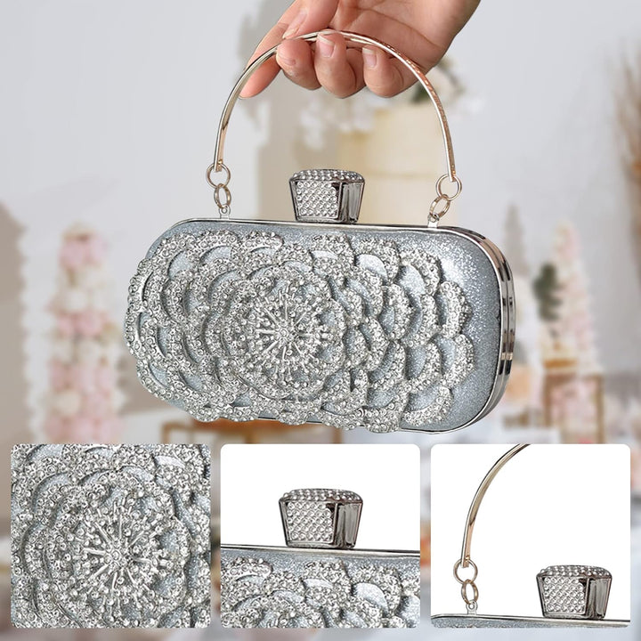 CORIOS Damen Clutch Strass Abendtasche Glitzer Diamant Handtasche Abnehmbarer Kette Tasche Elegante