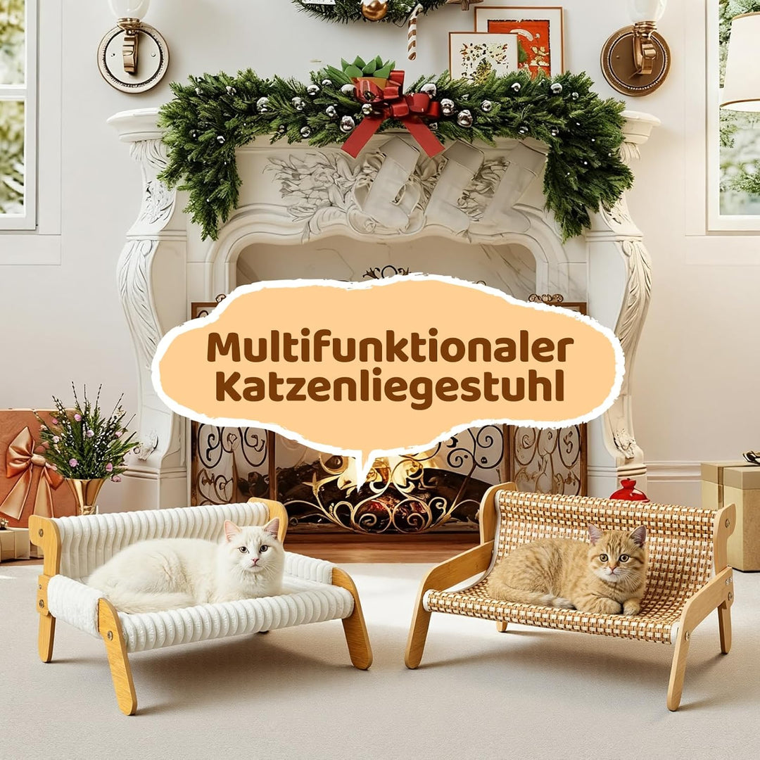 Erhöhtes Katzenbett für Katzen und Kätzchen, Katzensofa mit Abnehmbarem Waschbar Plüschdecke und Ers
