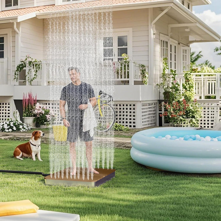XMTECH WPC Gartendusche Bodendusche rutschfeste Aussendusche Campingdusche Aussendusche Saunadusche
