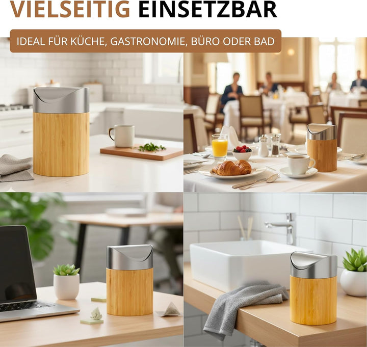 Westmark Tischabfall-/Kosmetikeimer, Schwing-Deckel, Kunststoff-Einsatz, Volumen: ca. 0,8 Liter, ø 1