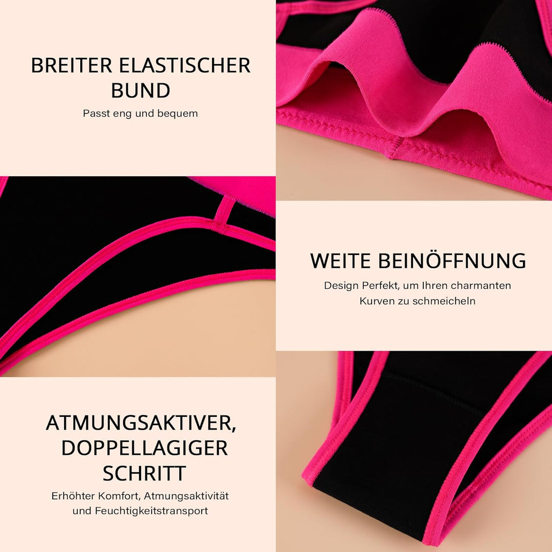 PHOLEEY 5er Pack Slips Damen Baumwolle Unterhosen Unterwäsche Frauen Atmungsaktiv Weich Bequem Slip