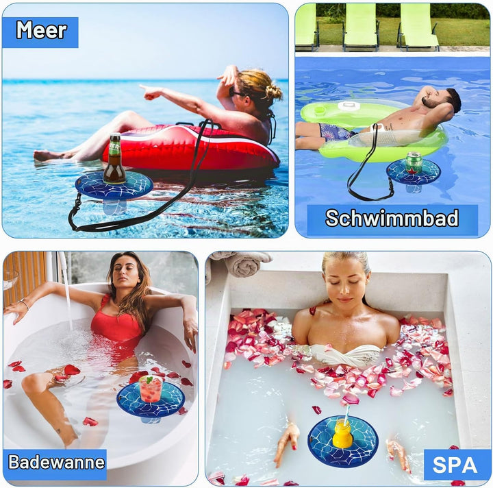 2 Stück Getränkehalter Pool Schwimmend Neoprene Schwimmender Pool Tablett Getränke Kühler Bierhalter
