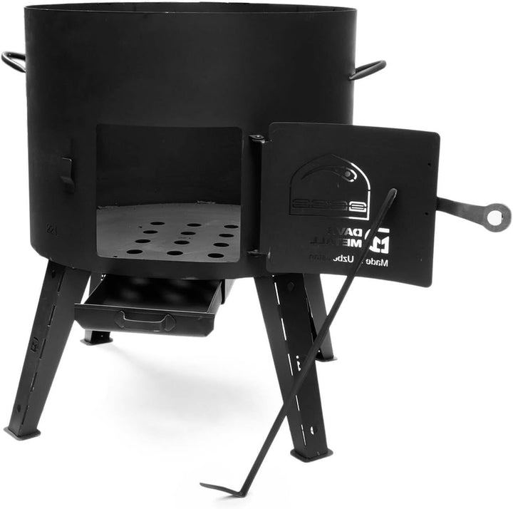 Ø40 Uchag 2mm stahl Utschak Utschag Campingofen 12L Gusseisen Kazan mit Gusseisen Deckel-Grillpfanne