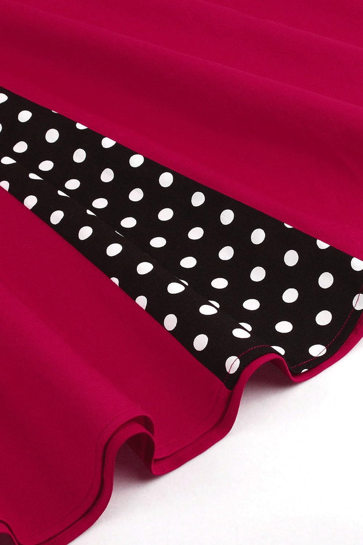 Axoe Damen 50er Jahre Kleider mit Gepunkte Rockabilly XXL Weinrot, XXL Weinrot