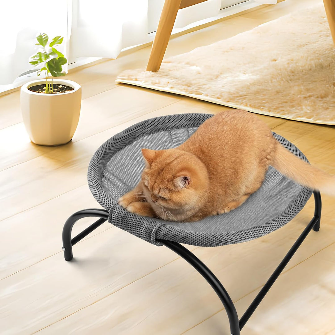 Katzenhängematte Outdoor, Erhöhter Katzenbett mit abnehmbarem, Waschbarem Netzstoff, Stehend Hängema