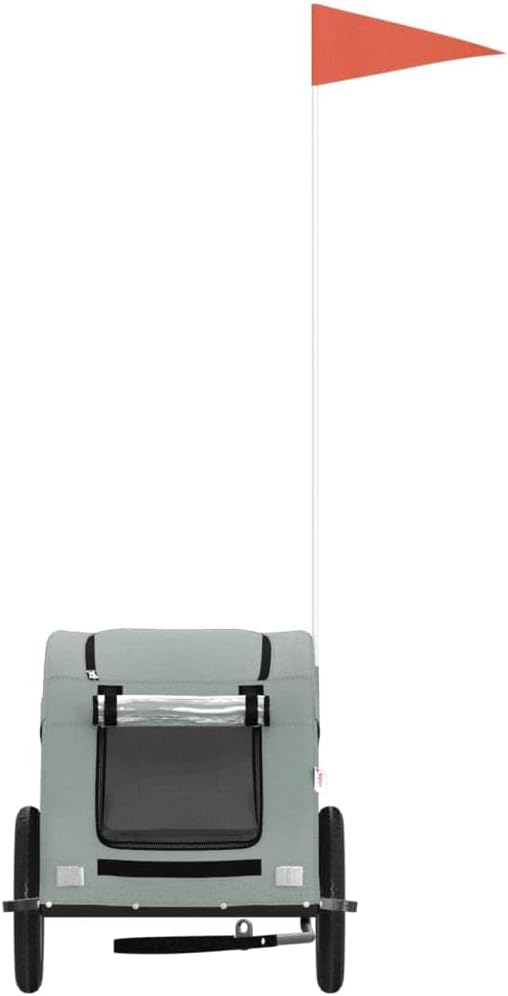 FENLAX Fahrradanhänger Hunde Grau Oxford-Gewebe und Eisen 124x53x53 cm Haustier Fahrradanhänger Haus