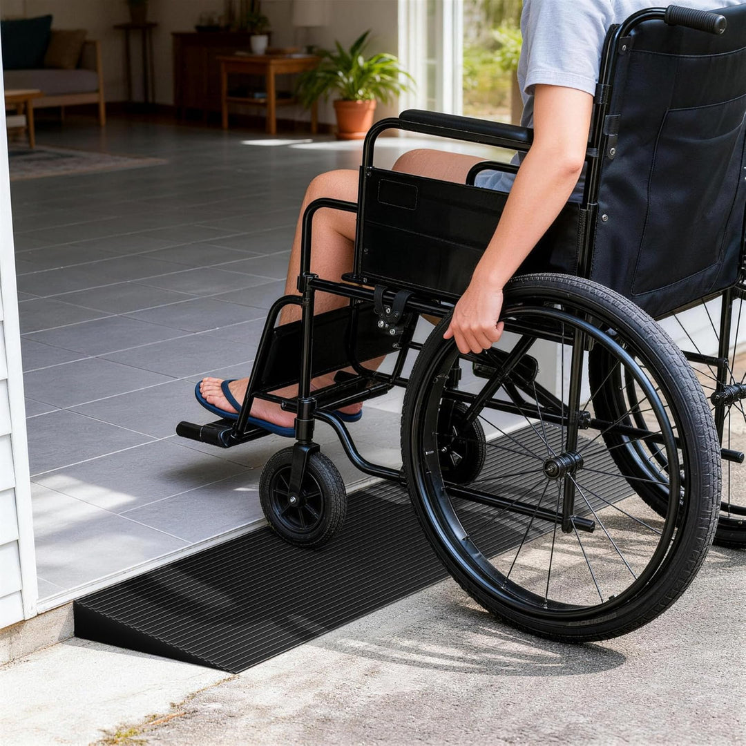 Türschwellenrampe 35x200x900mm für Rollstuhl & Rollator, Vollgummi, rutschfeste Oberfläche, kürzbar