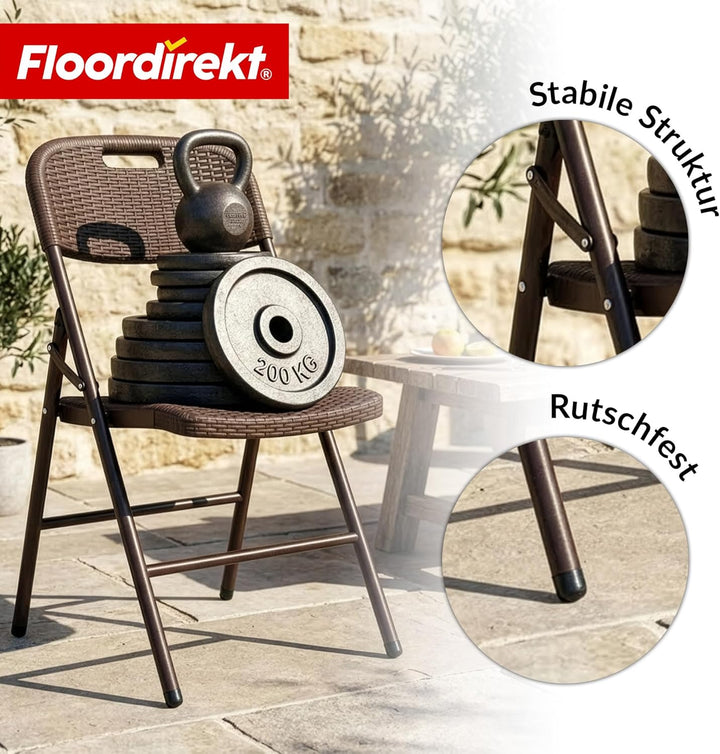 Floordirekt- Gartentisch klappbar Kunststoff 180x75cm - Buffettisch mit Tragegriff - Klapptisch für
