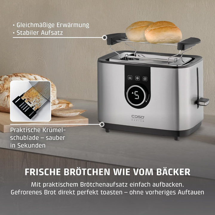 CASO Selection T 2 - Design Toaster, Edelstahlgehäuse, Optimale Röstgradeinstellung auf 7 Stufen, In