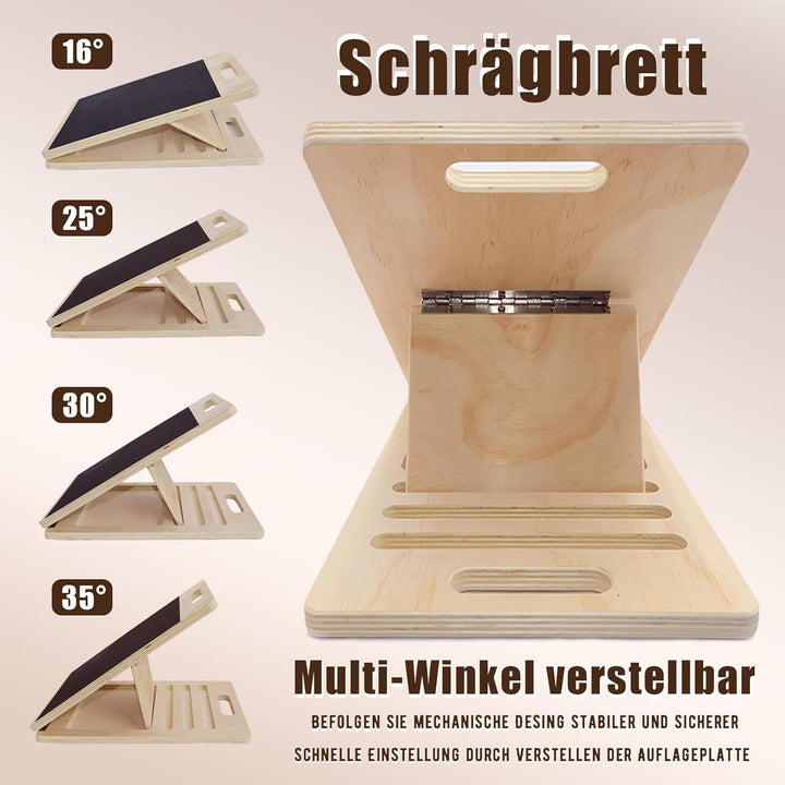 Schrägbrett und Slant Board Holz, Balance Board, Wadendehner für Physiotherapie, Verstellbares‌ Mobi