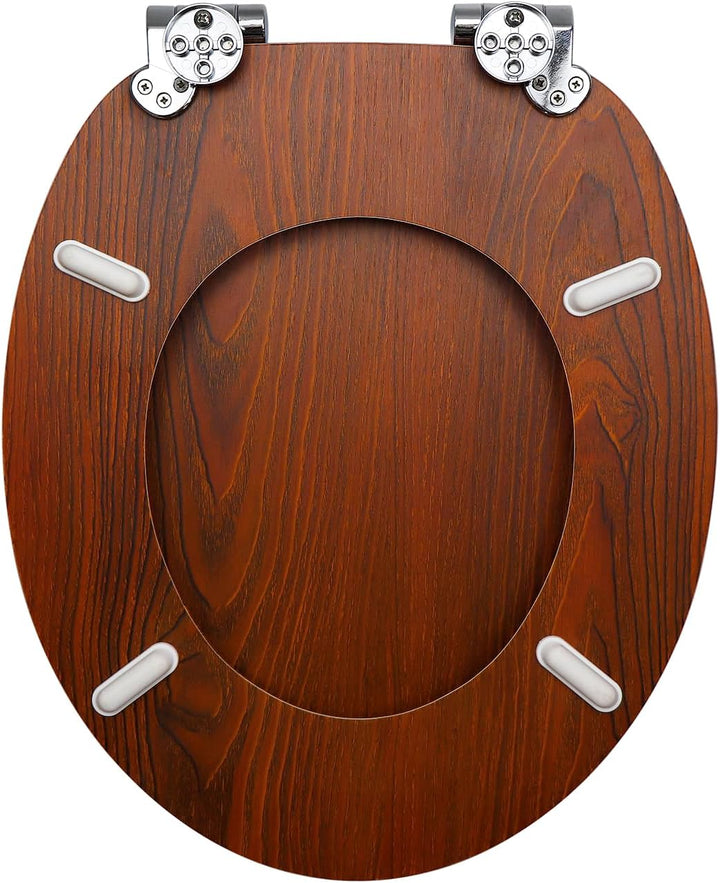 WC Sitz mit Absenkautomatik, hochwertiger Toilettendeckel aus MDF Holz, Einfache Montage Stabiler Kl