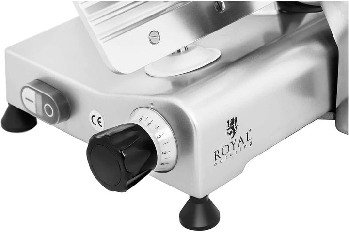 Royal Catering RCAM-250E Aufschnittmaschine Ø 250 mm Messerschärfer 0-8 mm Allesschneider 480 U/min