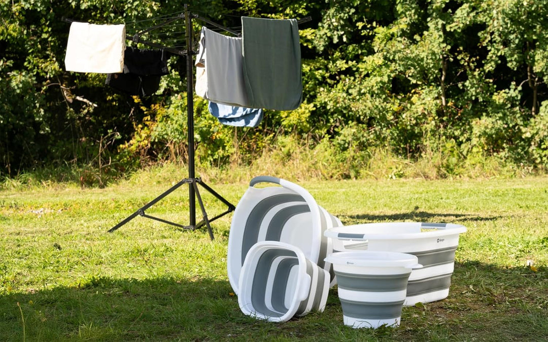 BERGER FlexFold Faltbarer Wäschekorb | Wäschewanne &amp; Klappkorb stabil | Klappbarer Korb für Camping,