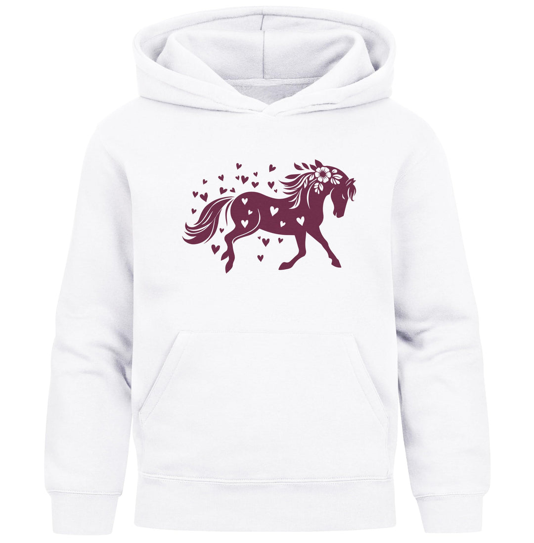 SpecialMe® Kinder Hoodie Mädchen Pferde Herzen Motiv Mädchengeschenke mit Pferde Herzchen Print Pfer