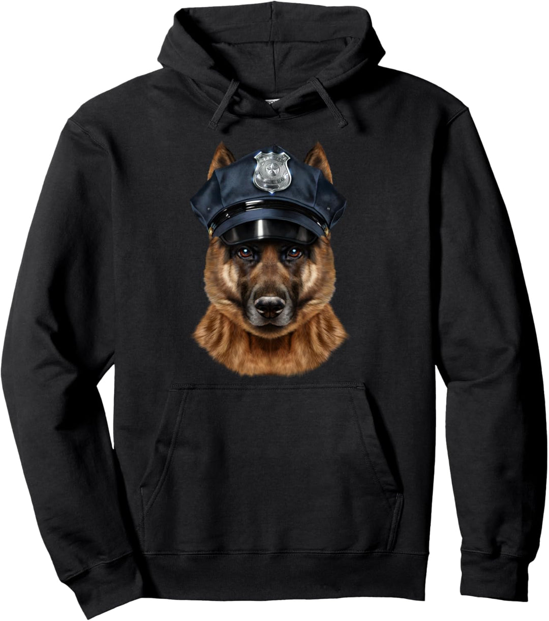 Deutscher Schäferhund trägt einen Polizeihut Pullover Hoodie