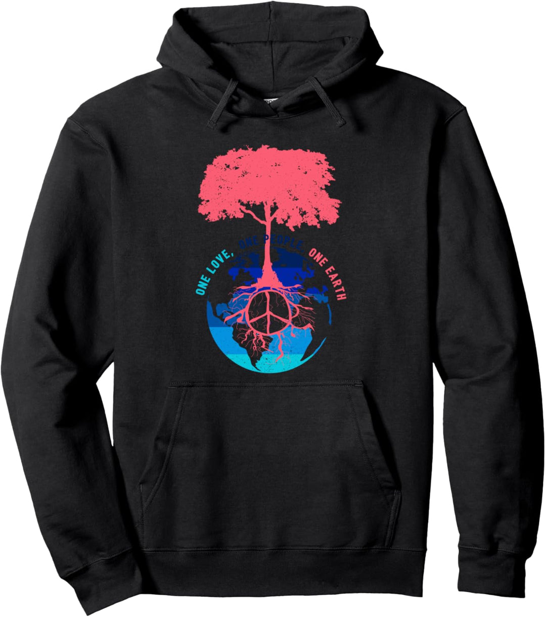 World Peace Tree Love People Friedenszeichen zum Tag Erde Pullover Hoodie