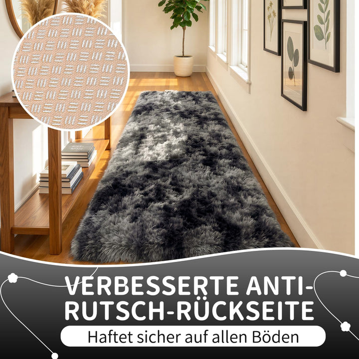 VOFUSHON Wohnzimmer Hochflor Teppich,Shaggy Flur Läufer Teppich Modern Flauschiger Weich Teppich Gro