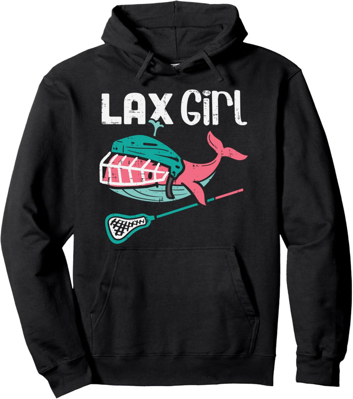 Lax Girl Lacrosse Whale Cute Sport Player Goalie Girls Women Pullover Hoodie