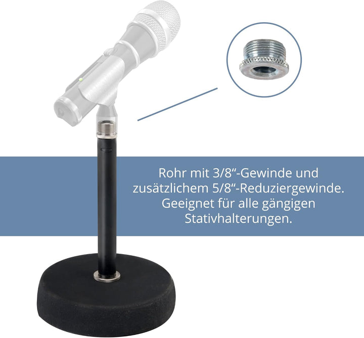 Pronomic MST-10 BK Mikrofon Tischstativ Tischmikrofon Stativ Ständer (für 3/8" Gewinde, Gusseisener