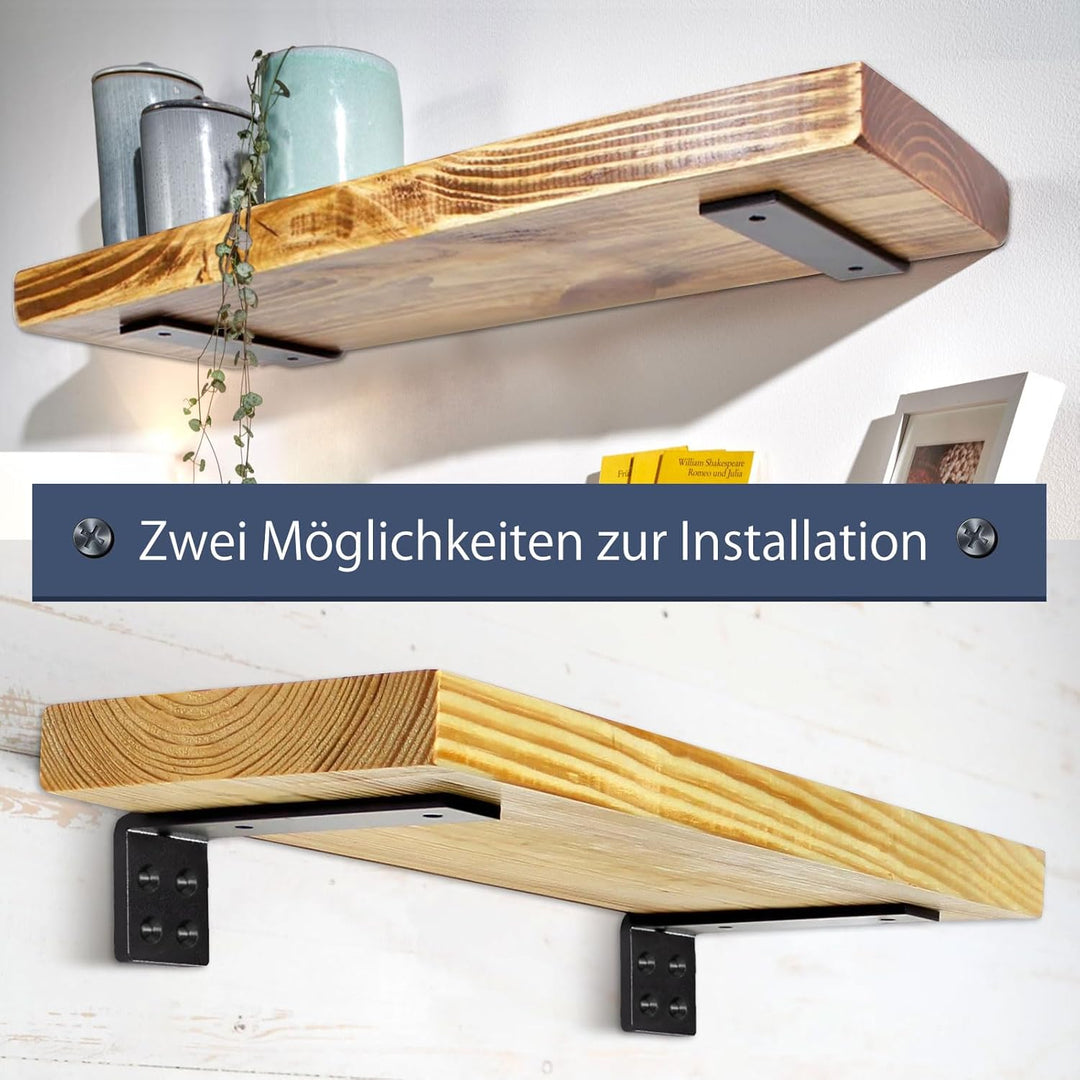 MLOQI 6 stück Regalhalterung Schwarz Regalwinkel Schwerlast, Regalwinkel Schwarz Metall, Wandhalteru
