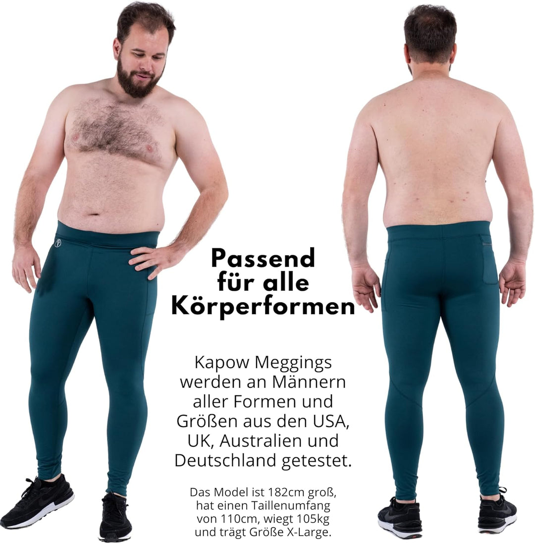 Kapow Meggings Performance PRO: Lange Sportleggings für Herren mit Kompression – Perfekt für Laufen,