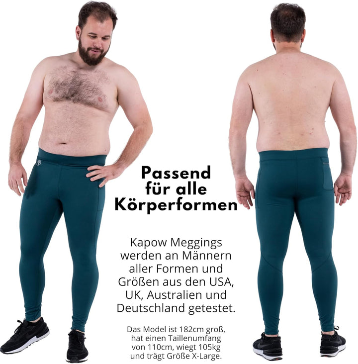 Kapow Meggings Performance PRO: Lange Sportleggings für Herren mit Kompression – Perfekt für Laufen,
