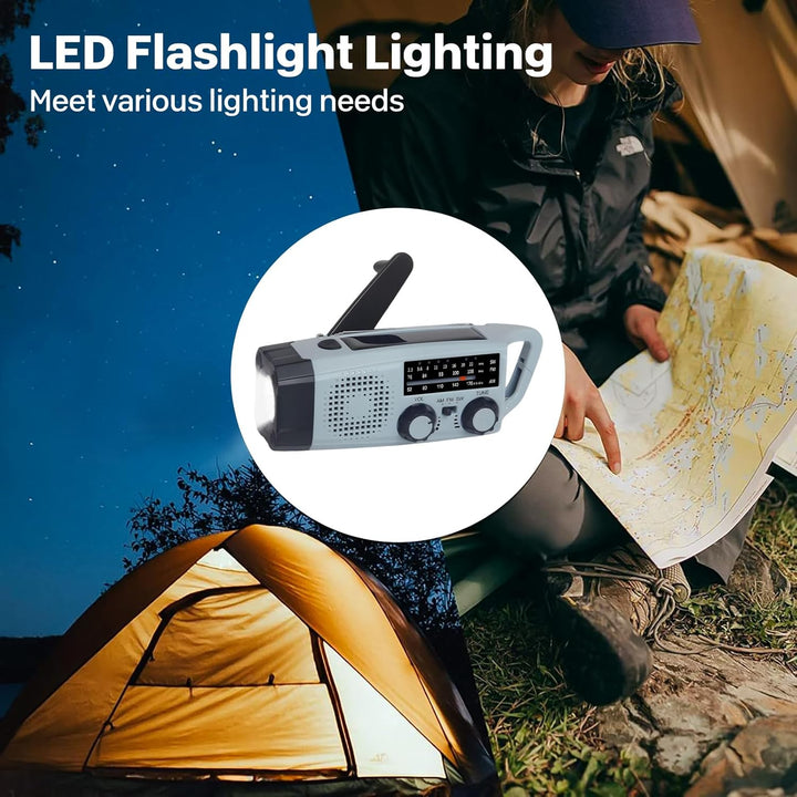 Kurbel Radio, 2000mAh notfallradio mit kurbel und solar AM/FM/SW Radio mit SOS Alarm Taschenlampe, 3