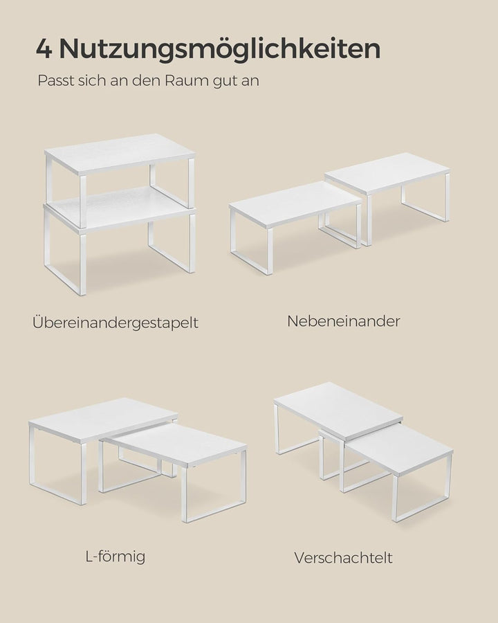 SONGMICS Gewürzregal, 4er Set, Küchenregal, Küchen-Organizer, erweiterbar, Gewürzhalter, stapelbar,