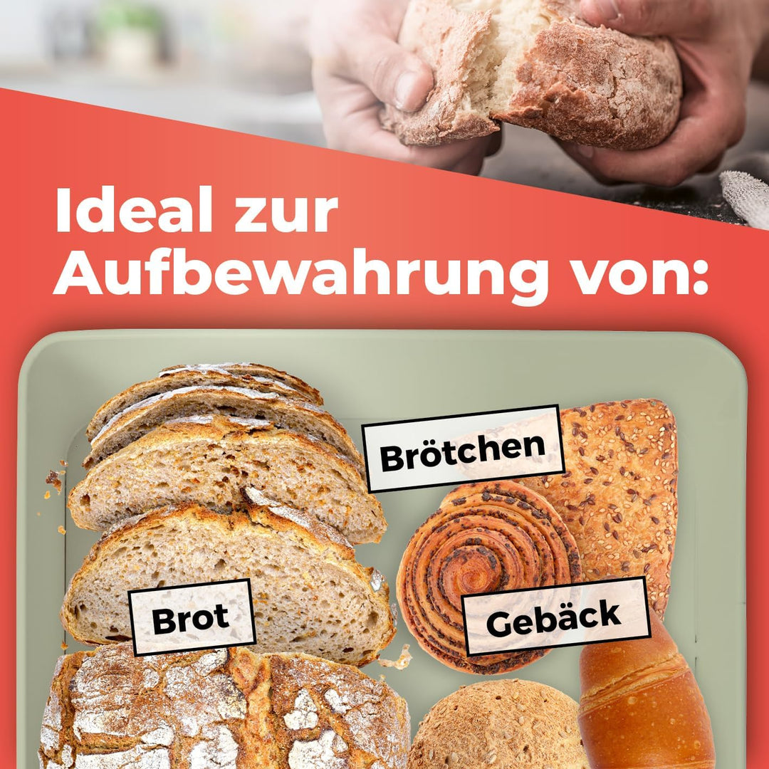 Lumaland Cuisine Brotkasten | Brotdose aus Metall mit Bambus Deckel | Brotbox rechteckig 30,5 x 23,5