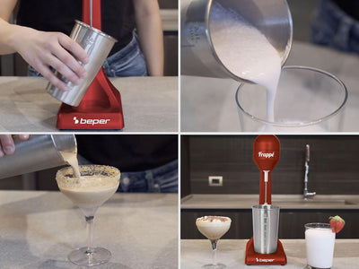 Beper - Elektrischer Standmixer für Milchshakes, Frappés, Smoothies und Cocktails, 2-Gänge, Aluminiu