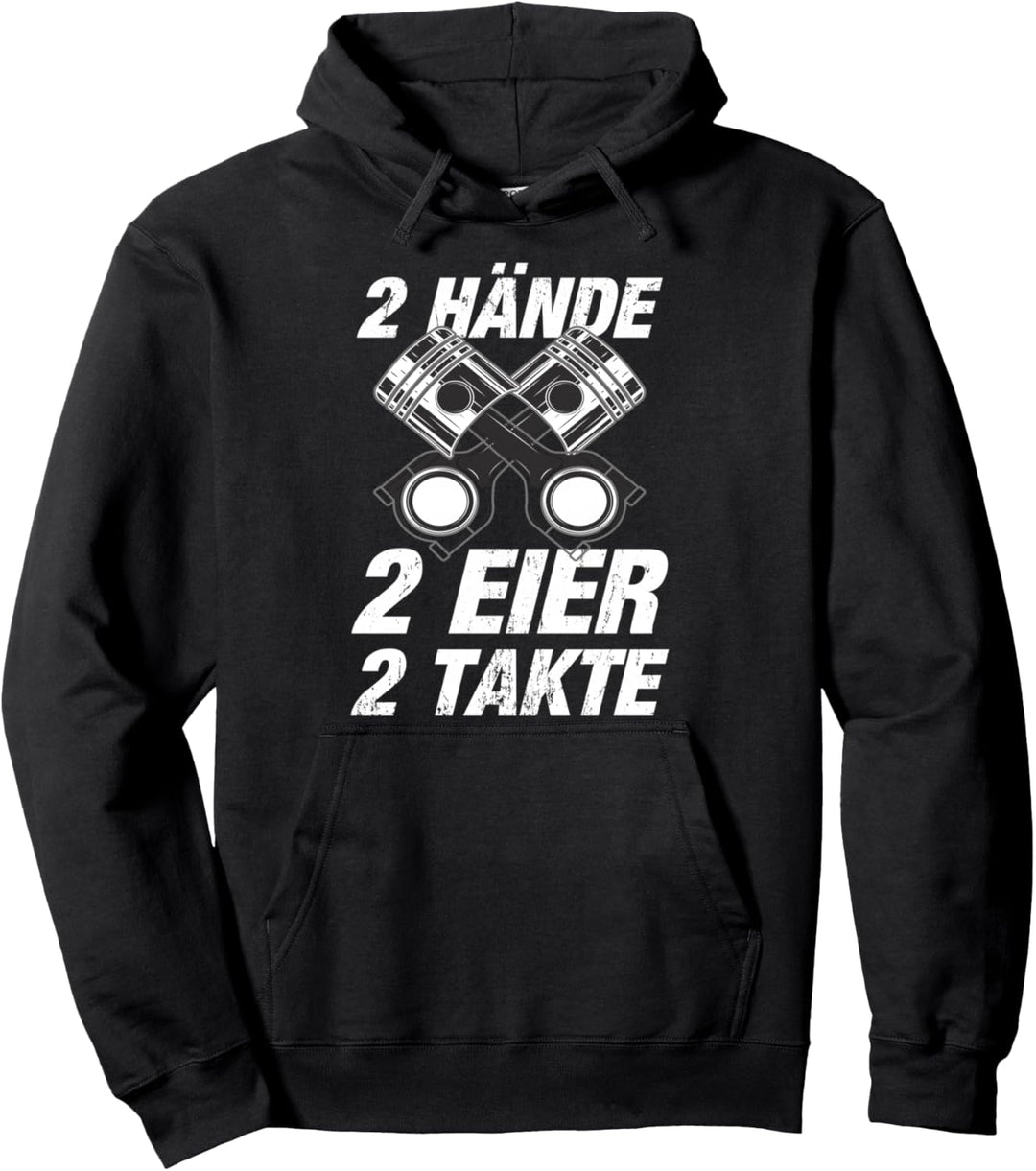 Zwei Hände Zwei Eier Zwei Takte Zweitakt Motorroller Pullover Hoodie