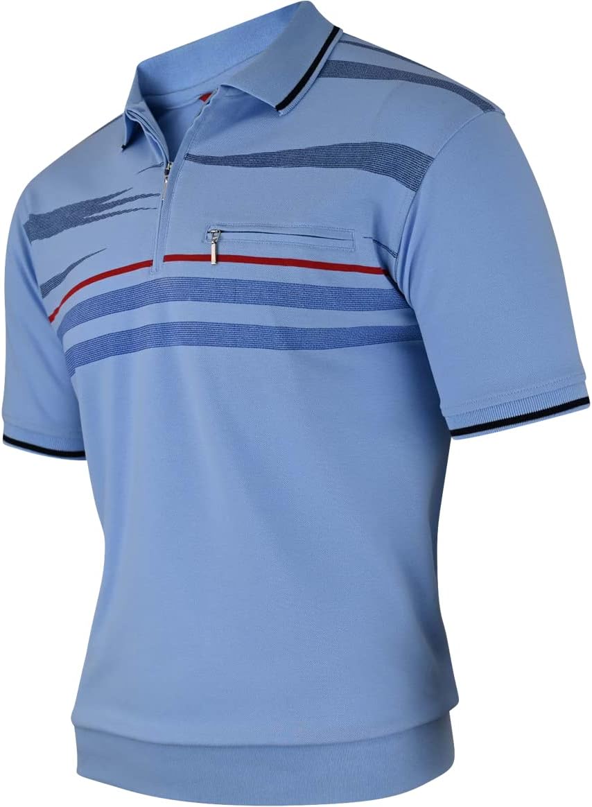 Soltice Herren Kurzarm Poloshirt, Polohemd, Gestreifte Blousonshirt mit Brusttasche aus Baumwoll-Mix