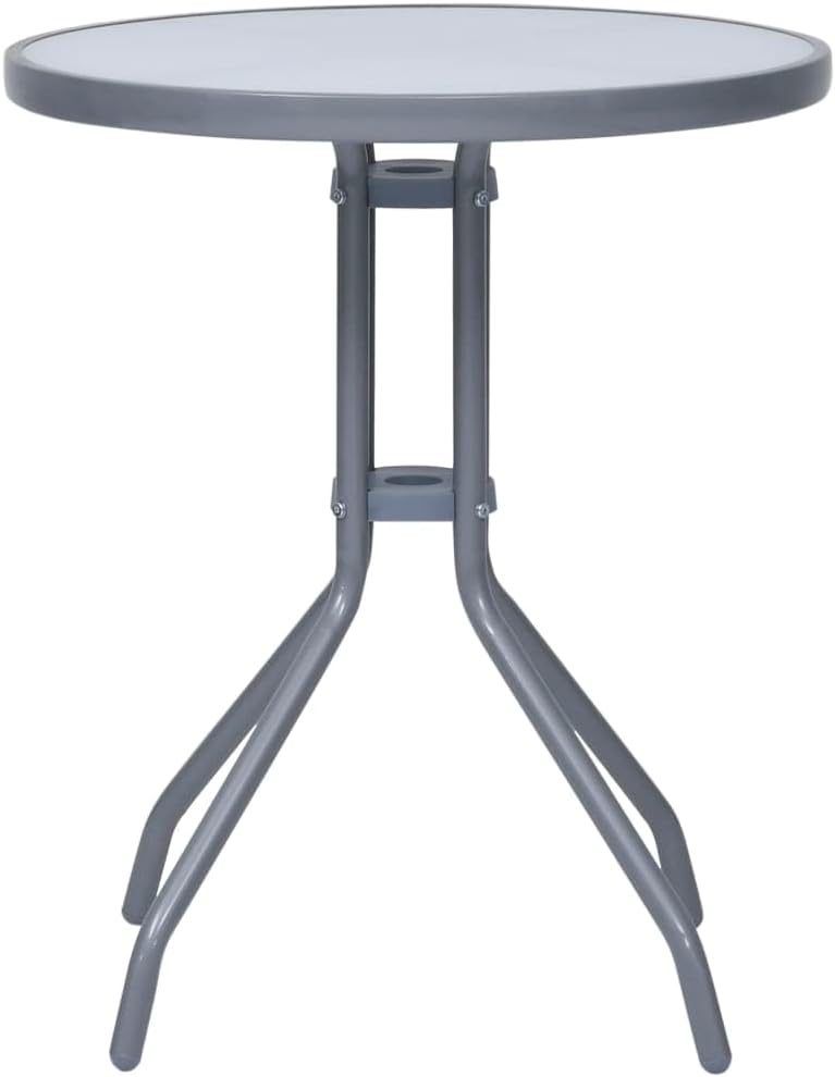 Gartentisch Hellgrau 60 cm Stahl und Glas