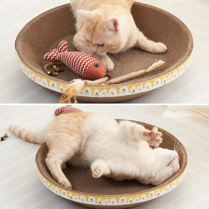 Katzenkratzbett - Pad Bowl Katze Karton Bett Kratzmatte - Dickes, kratzfestes Katzenbett aus Pappe,
