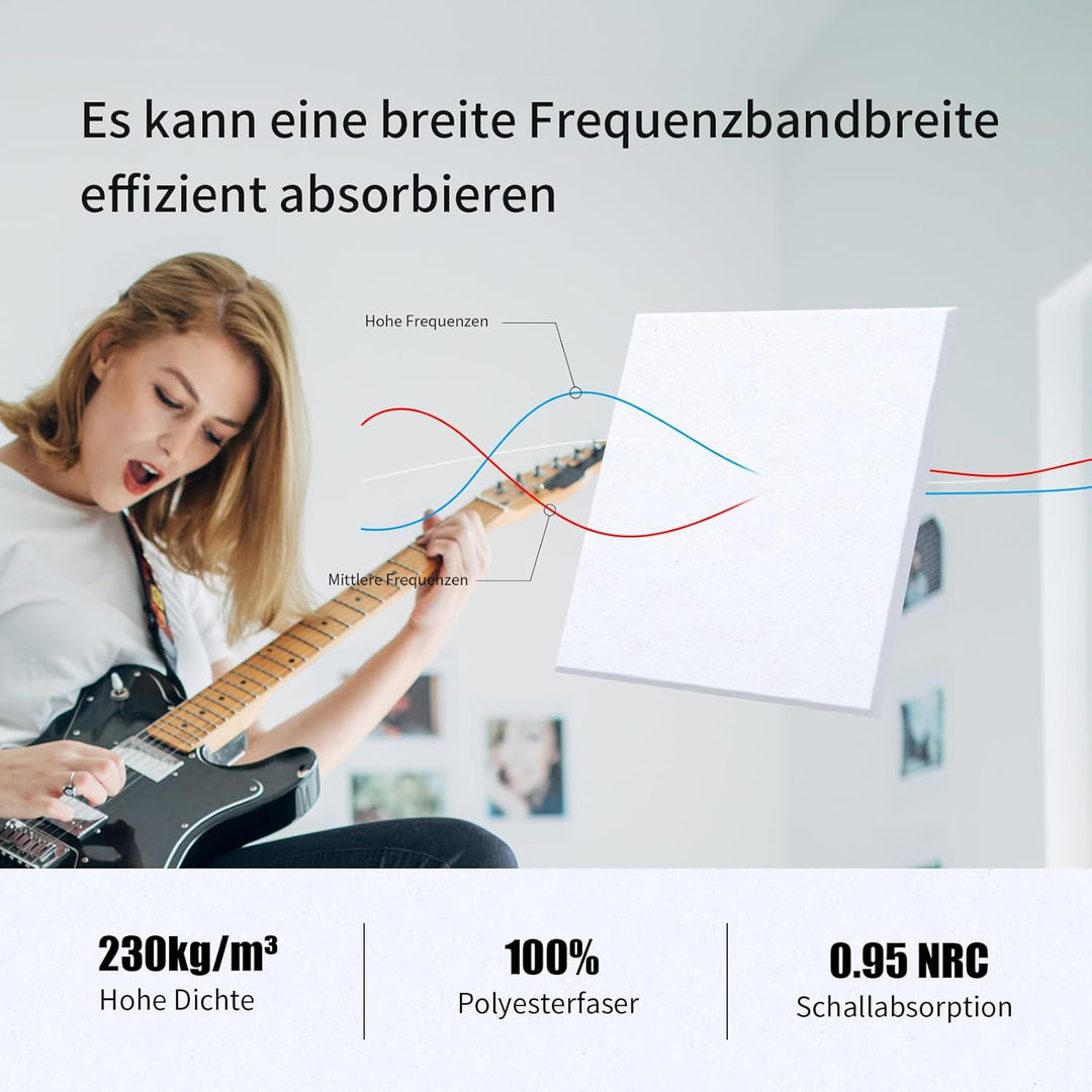 18 Stück Quadratische Akustikplatten selbstklebend,Abdeckung 1.62㎡,Schallschutz & Schalldämmung für