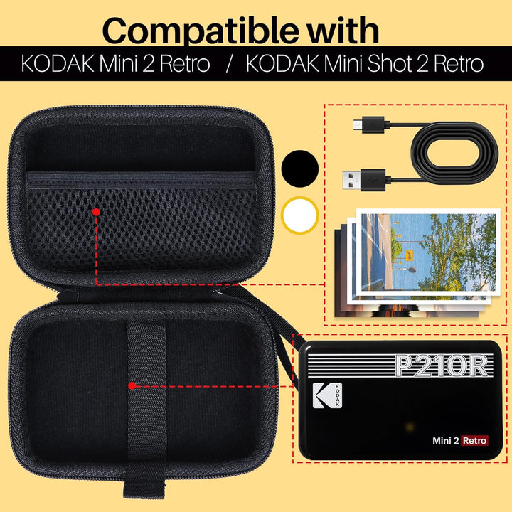 Lebakort Hart Reise Schutz Hülle Etui Tasche für Kodak Mini 2 Retro 4PASS Mobiler Fotodrucker/Kodak