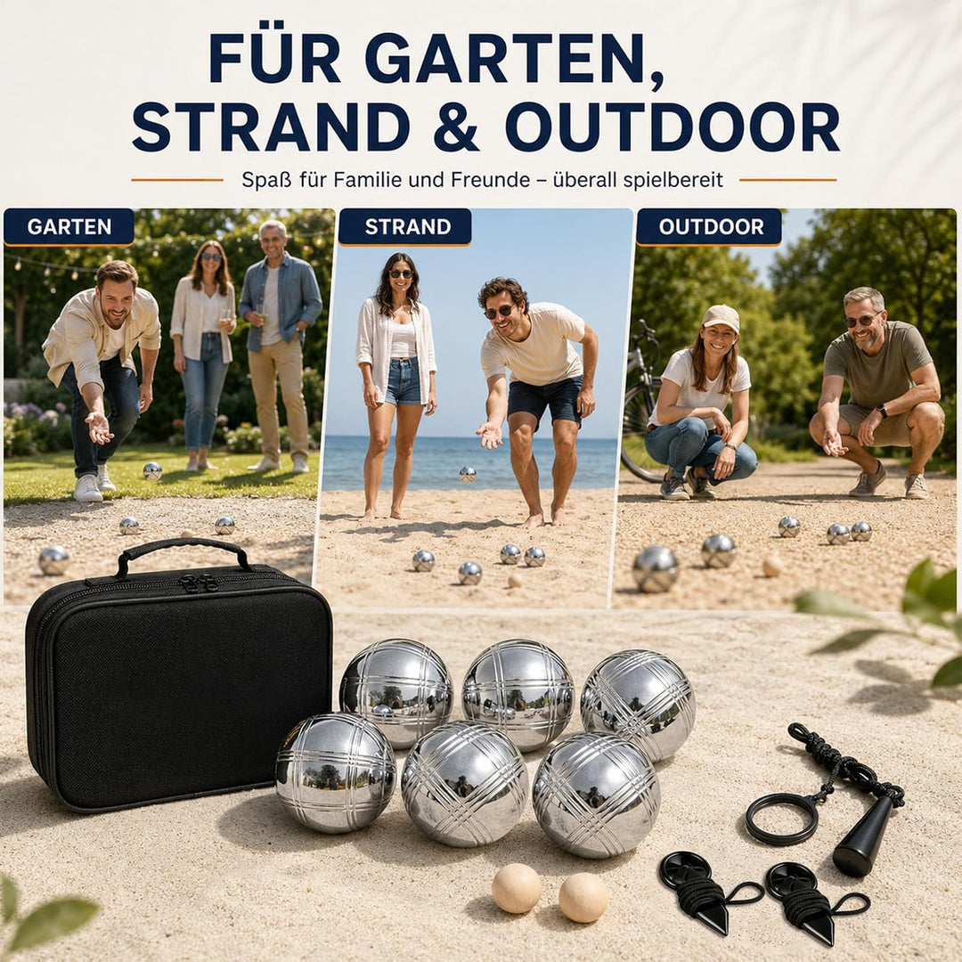 Boule Set 6 Kugeln Metall,Petanque &amp; Boccia Kugeln mit 2 Zielkugeln, Magnetischem Kugelheber, Abstan