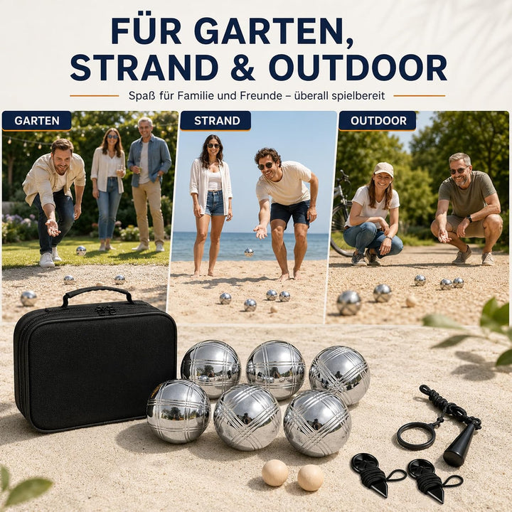 Boule Set 6 Kugeln Metall,Petanque &amp; Boccia Kugeln mit 2 Zielkugeln, Magnetischem Kugelheber, Abstan