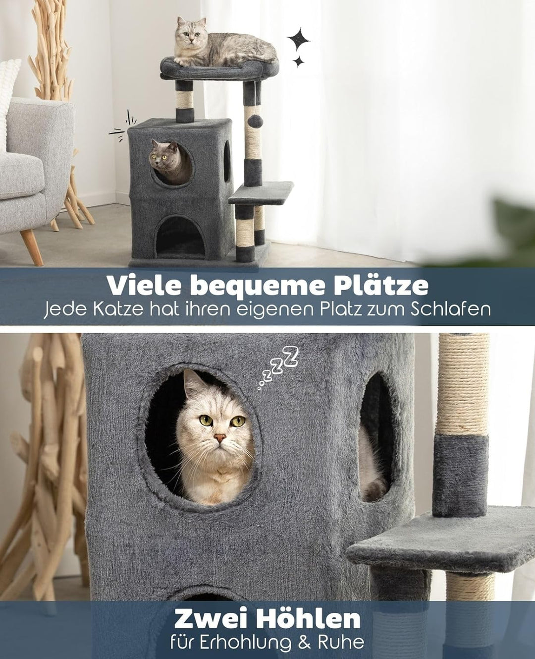 lionto by dibea Kratzbaum Kletterbaum Katzenkratzbaum Katzenbaum Höhe 80 cm