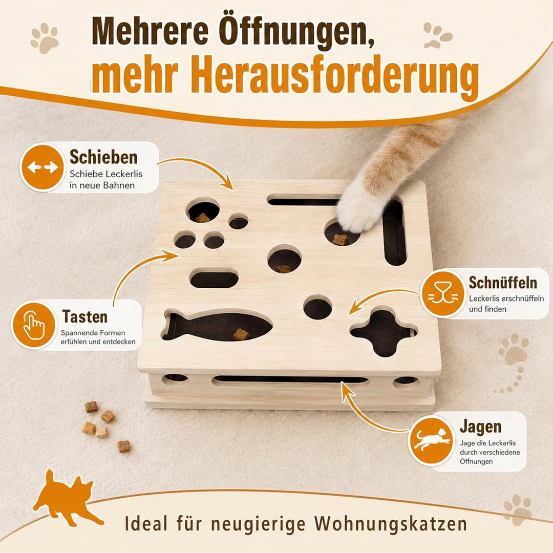 2-in-1 Kratzpuzzle mit Sandpapier, Katzenkratzpuzzle Anreicherungsbox, Katzen Kratzbrett, Interaktiv