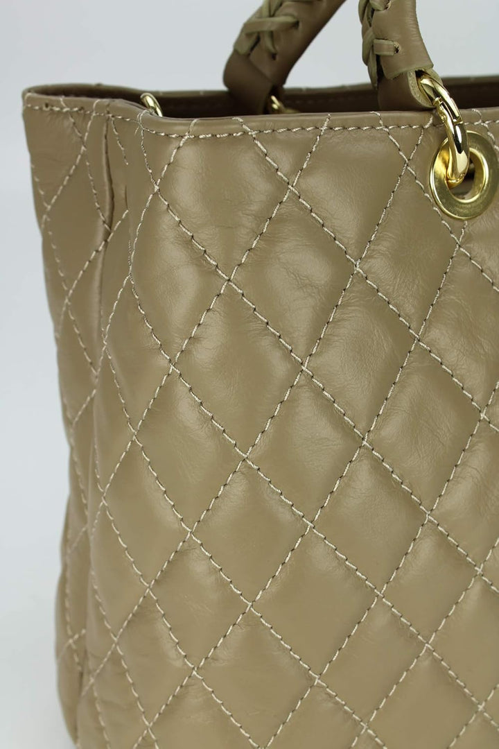 Belli edle italienische Echt Nappa Leder Damentasche Henkeltasche Umhängetasche gesteppt - 34x25x17