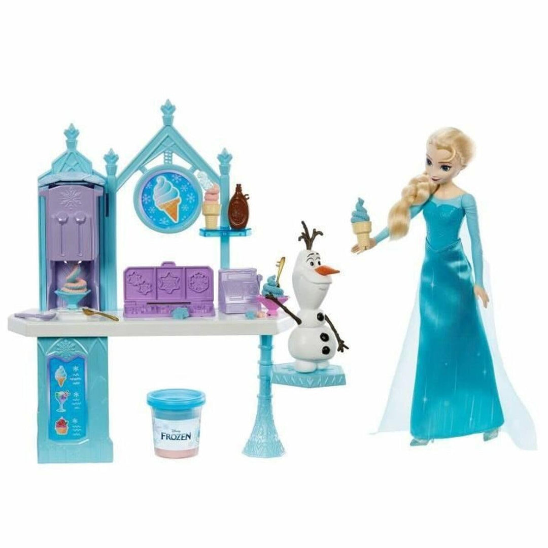 Disney Die Eiskönigin Spielzeug, Dessert-Spielset mit Elsa-Puppe, Olaf-Figur, Teig in 2 Farben und m