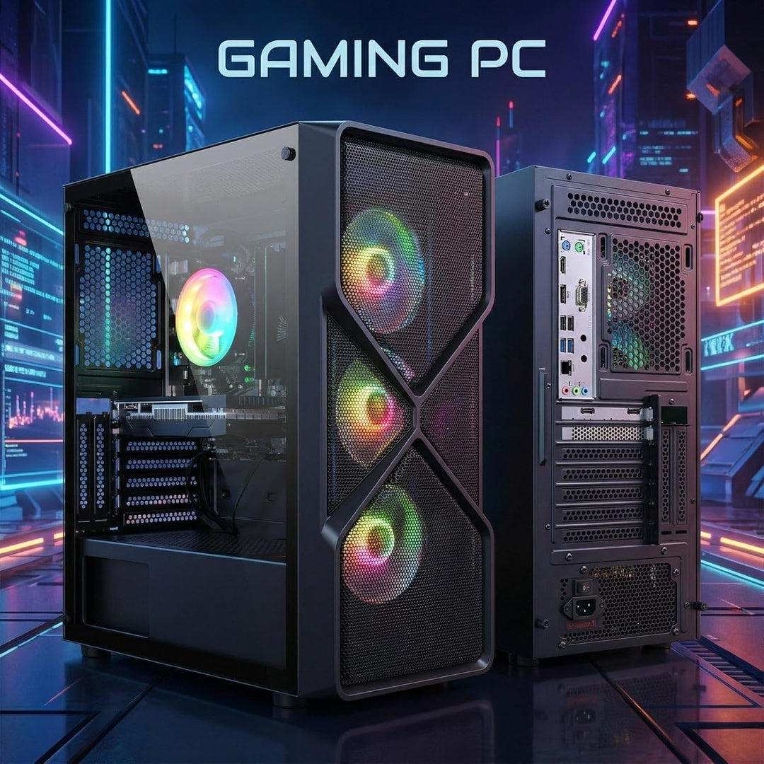 STGsivir- Gaming PC-RX 550 4G GDDR5, Core i5 3.3-3.7GHz-16G RAM, 512G SSD, 600 M WLAN, BT 5.0, RGB L