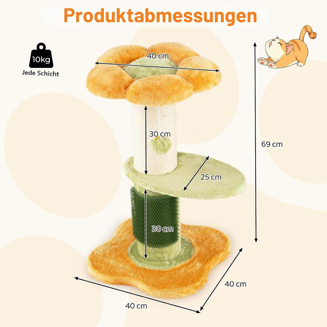 SOARS Kratzbaum, 69 cm hoch, 13 cm Dicker Stamm, Katzenbaum mit Kratzsäule, Selbstpflegegerät, Hänge